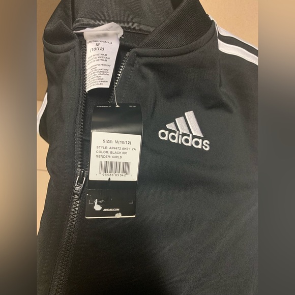 adidas Girls' Zip Front Tricot Bomber Jacket M - Picture 3 of 4